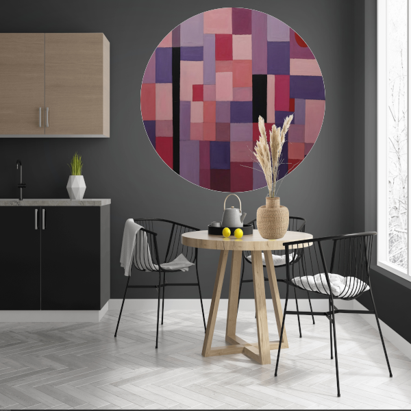 Harmonie van subtiele paarse en roze tinten aluminium muurcirkel
