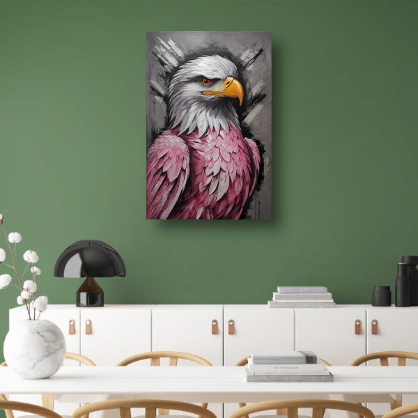 Abstracte Roze en Zilveren Adelaar Schilderij canvas met baklijst
