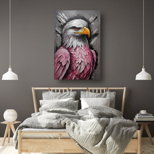 Abstracte Roze en Zilveren Adelaar Schilderij canvas met baklijst