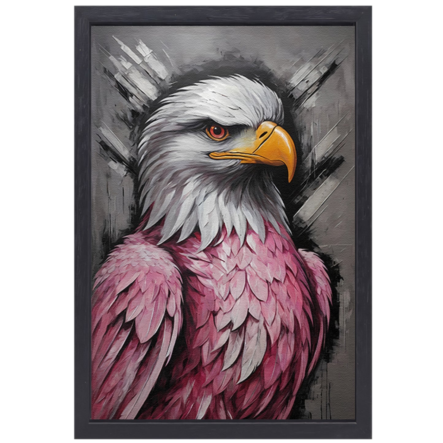 Abstracte Roze en Zilveren Adelaar Schilderij canvas met baklijst