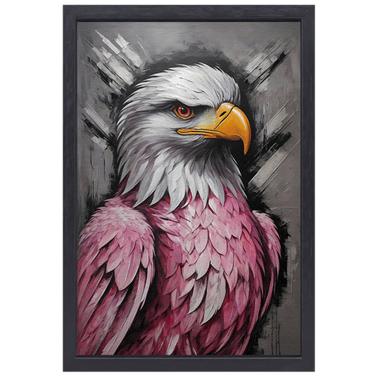 Abstracte Roze en Zilveren Adelaar Schilderij canvas met baklijst