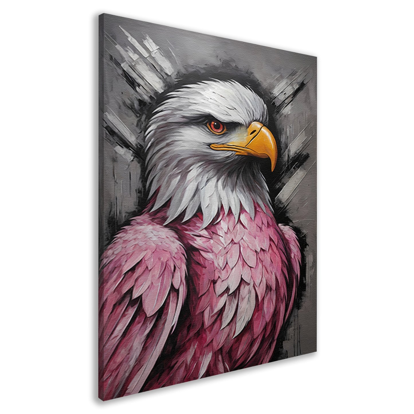 Abstracte Roze en Zilveren Adelaar Schilderij canvas