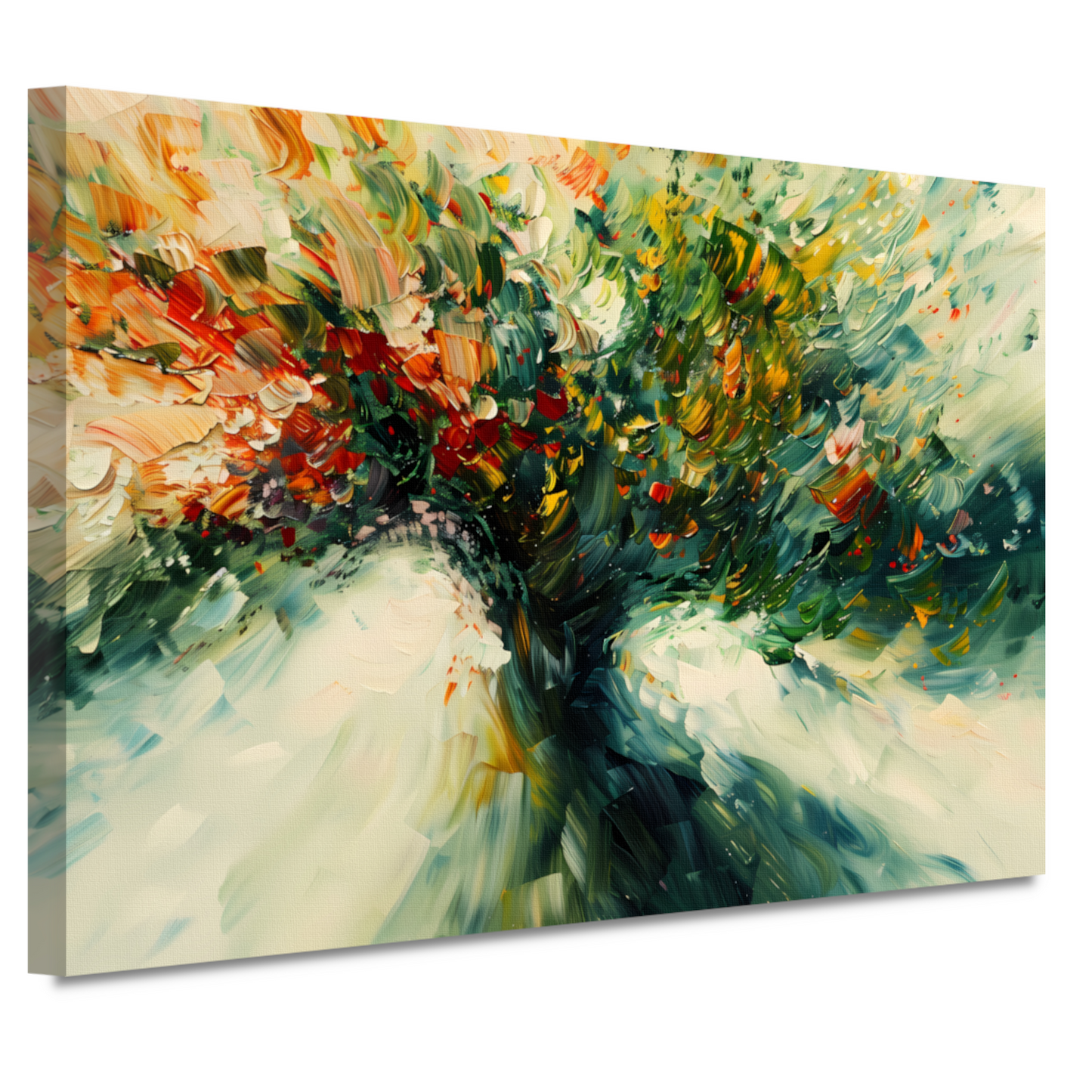 Expressief Abstract Boomlandschap in Levendige Kleuren canvas