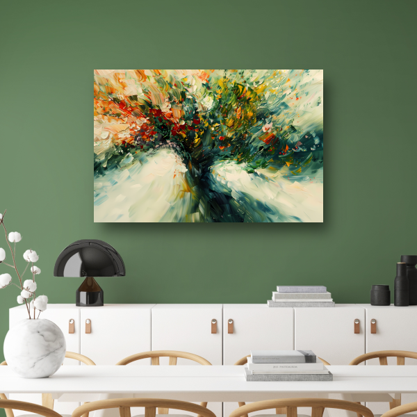 Expressief Abstract Boomlandschap in Levendige Kleuren canvas