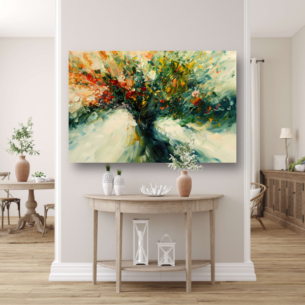 Expressief Abstract Boomlandschap in Levendige Kleuren canvas