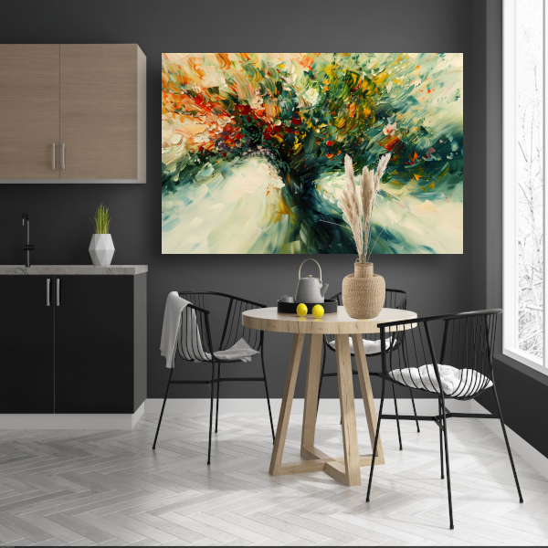 Expressief Abstract Boomlandschap in Levendige Kleuren canvas