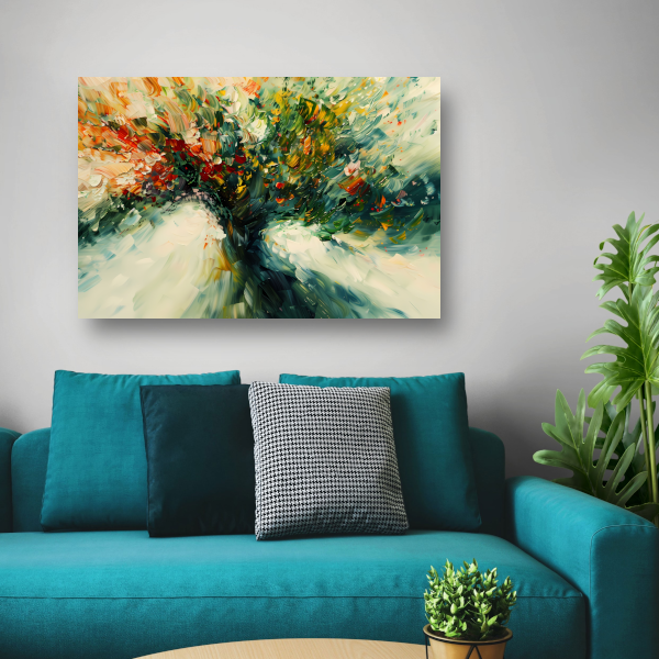 Expressief Abstract Boomlandschap in Levendige Kleuren canvas
