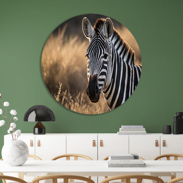 Zebra bij zonsondergang in het wild forex muurcirkel