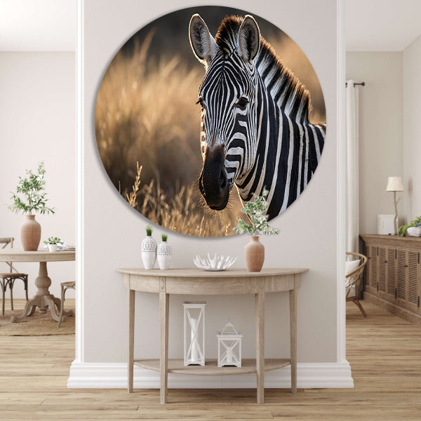 Zebra bij zonsondergang in het wild forex muurcirkel