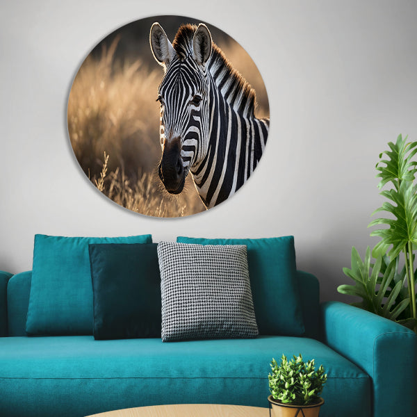 Zebra bij zonsondergang in het wild forex muurcirkel