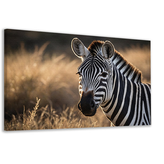 Zebra bij zonsondergang in het wild canvas