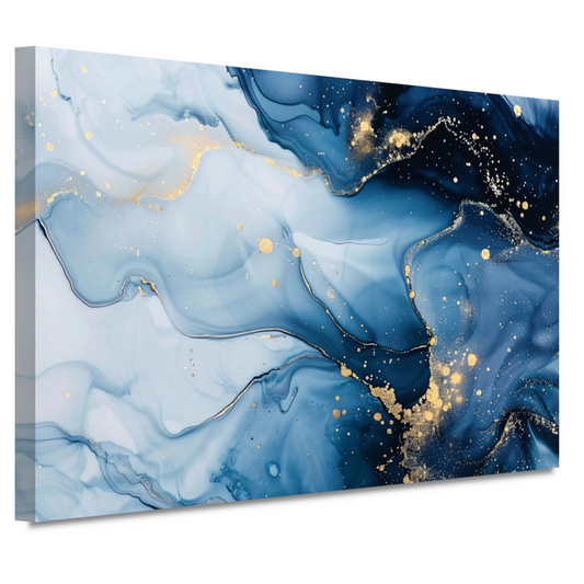 Luxe Blauw en Gouden Marmer Abstractie canvas