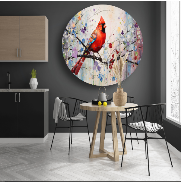 Kleurrijke vogel in Art Nouveau stijl forex muurcirkel