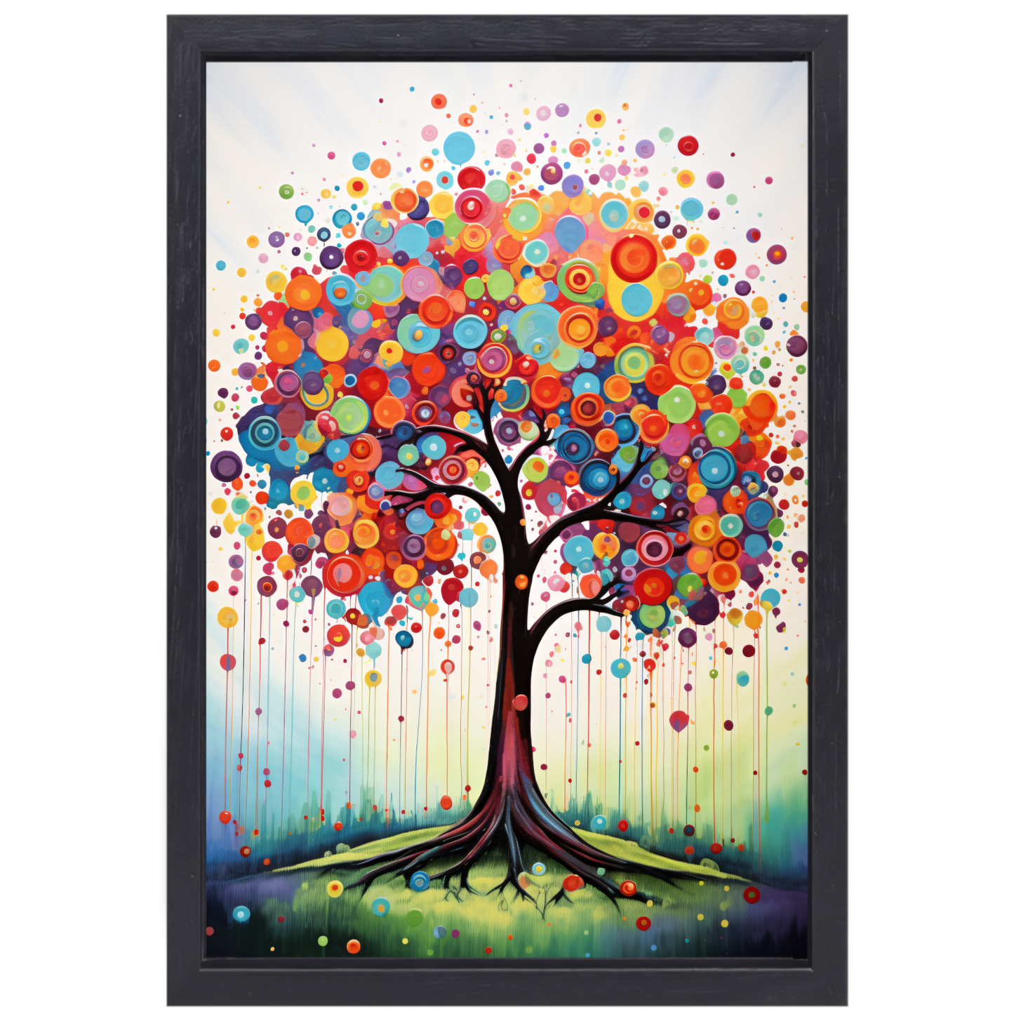 Kleurrijke Boom van Vrolijkheid canvas met baklijst