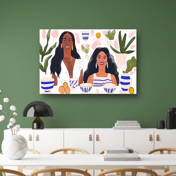 Kleurrijk portret van twee vrouwen poster