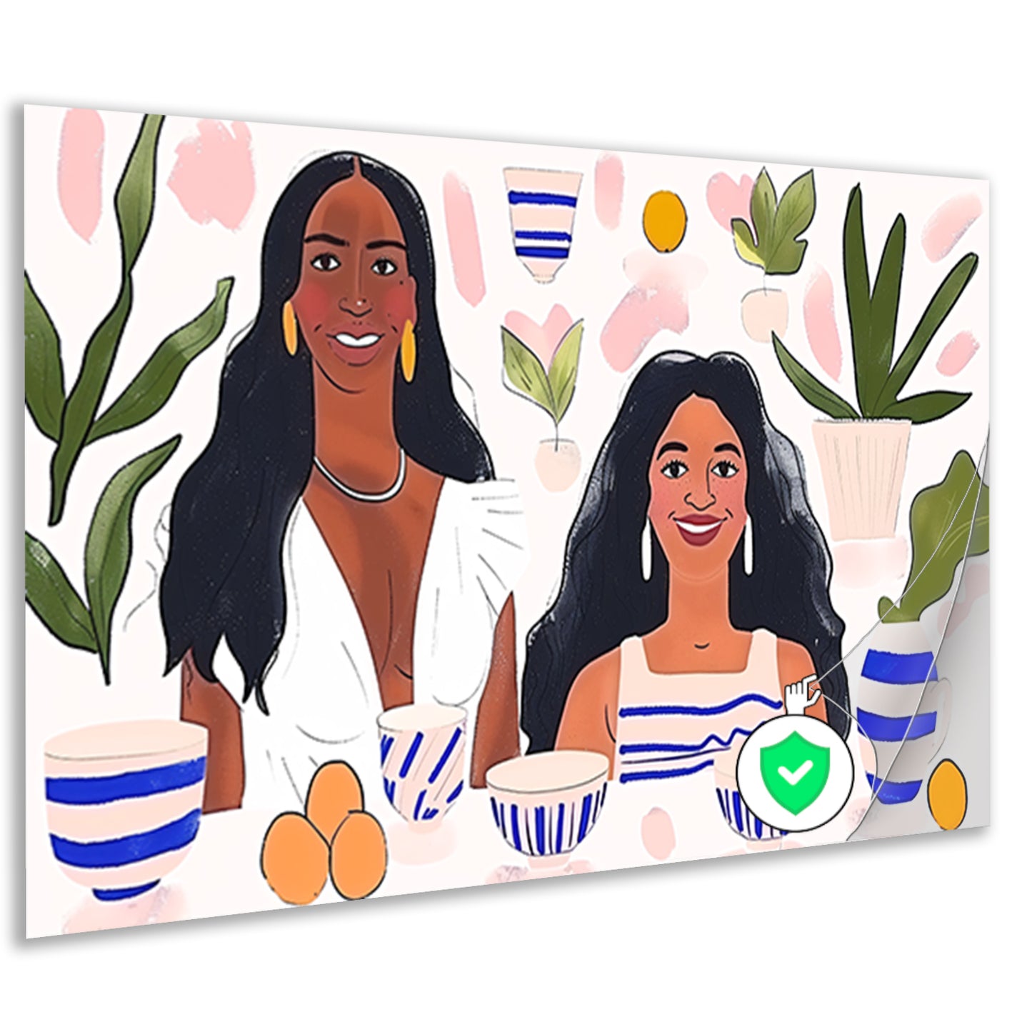 Kleurrijk portret van twee vrouwen poster