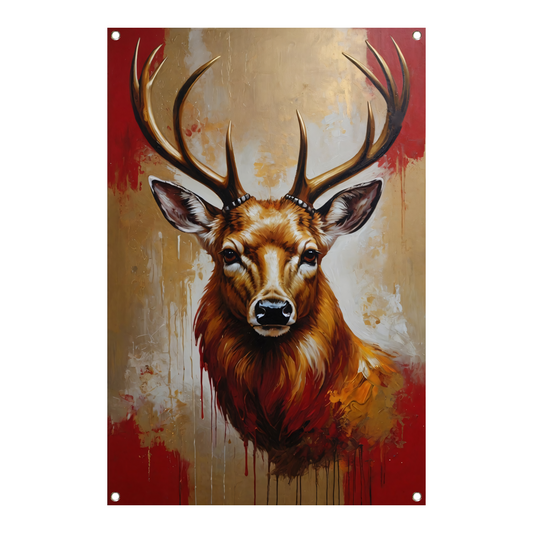 Majestueus hert in gouden gloed tuinposter