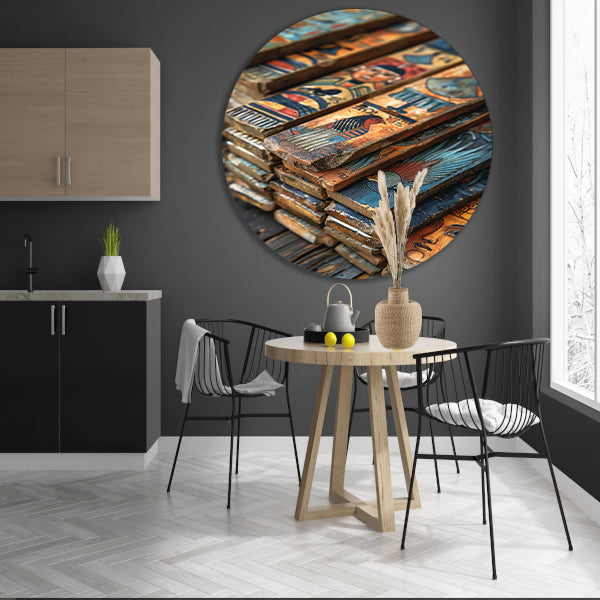 Oude Egyptische Kunstpanelen aluminium muurcirkel