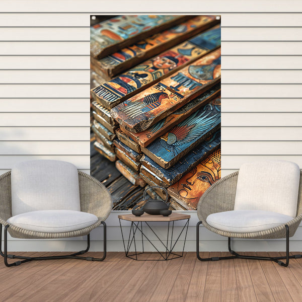 Oude Egyptische Kunstpanelen tuinposter