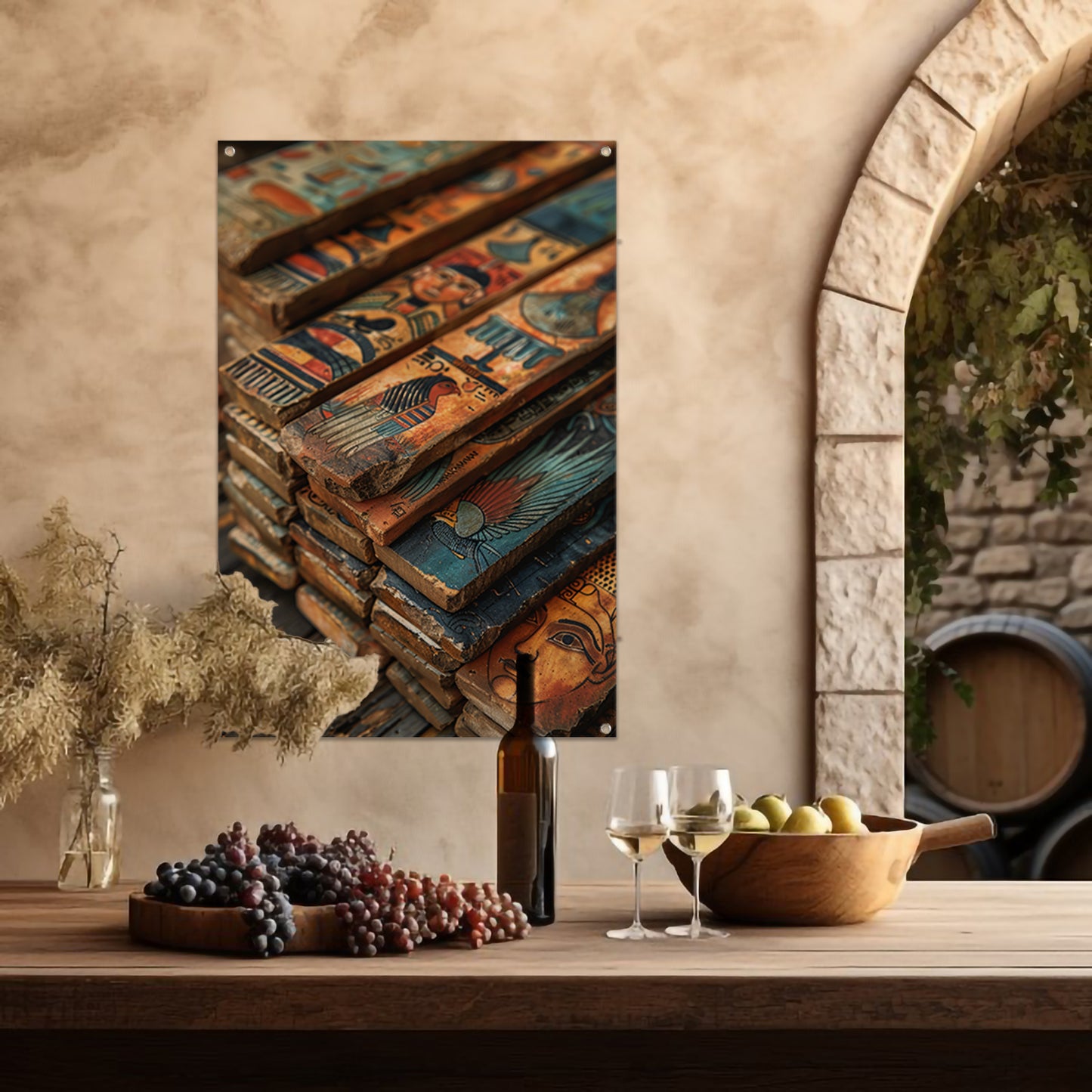 Oude Egyptische Kunstpanelen tuinposter