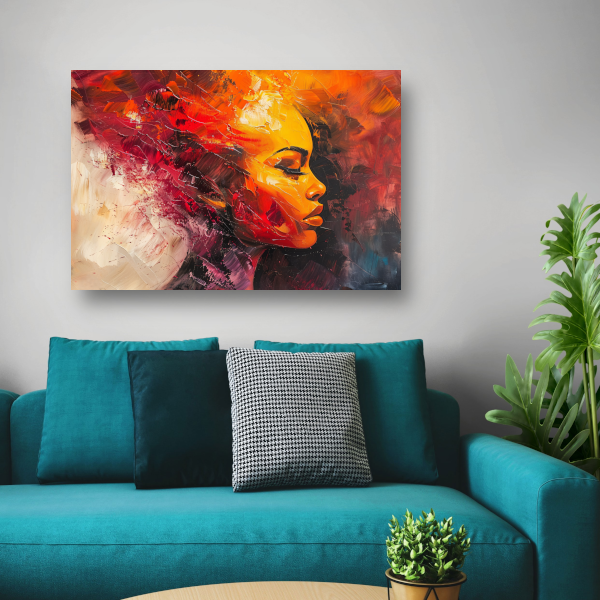 Vurige abstracte impressie van een vrouw poster