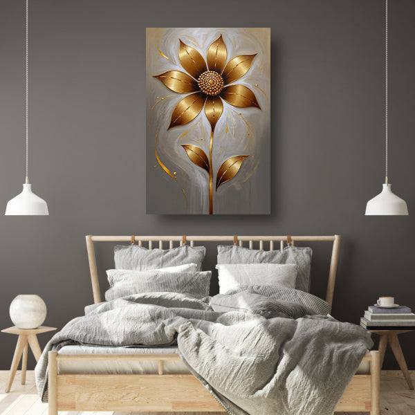 Elegante Gouden Bloesem op Abstracte Achtergrond canvas