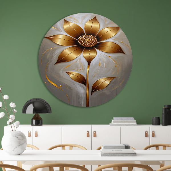 Elegante Gouden Bloesem op Abstracte Achtergrond forex muurcirkel
