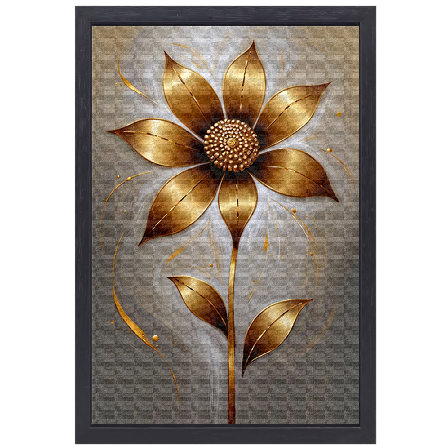 Elegante Gouden Bloesem op Abstracte Achtergrond canvas met baklijst