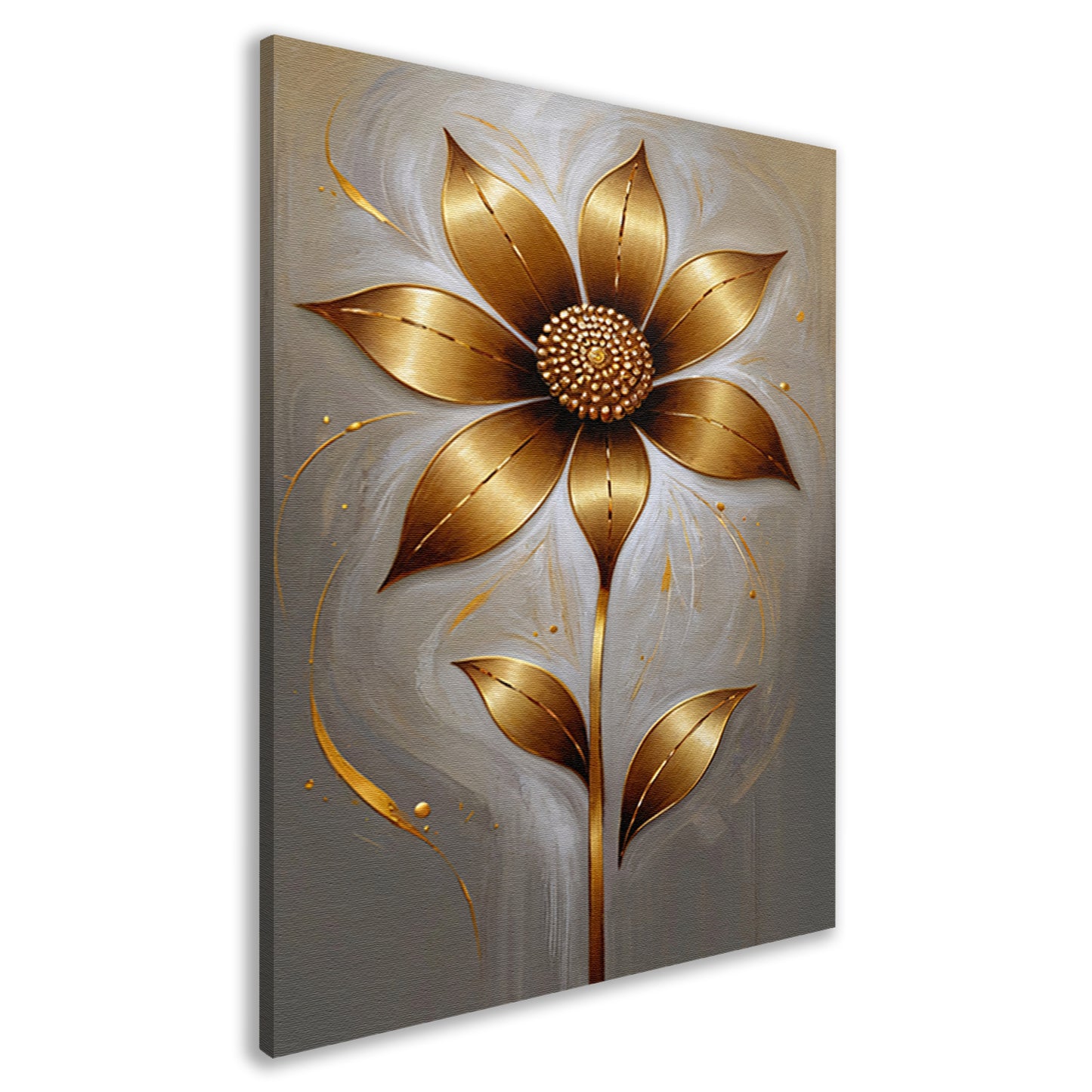 Elegante Gouden Bloesem op Abstracte Achtergrond canvas