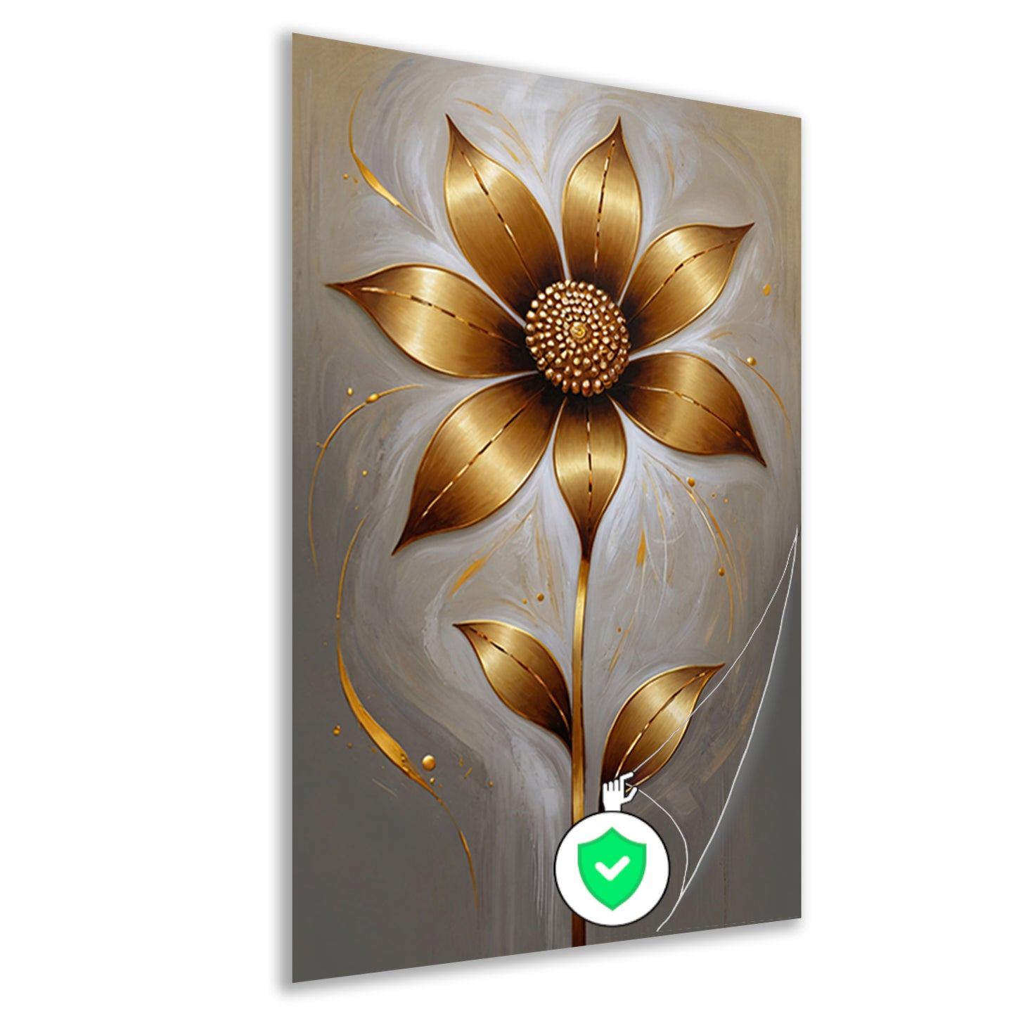 Elegante Gouden Bloesem op Abstracte Achtergrond poster