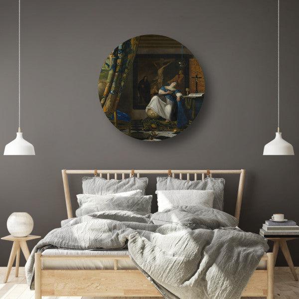 Allegorie van het katholieke geloof - Johannes Vermeer aluminium muurcirkel