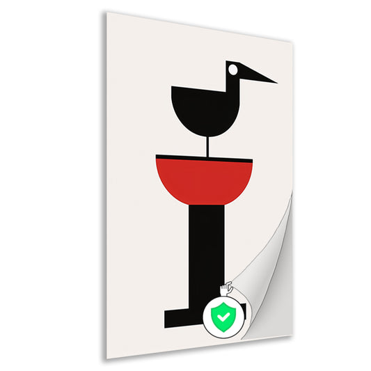 Minimalistisch Kunst: Vogel op Rode Voederbak poster