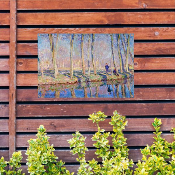Jean-Pierre Hoschedé en Michel Monet aan de oever van de Epte - Claude Monet tuinposter