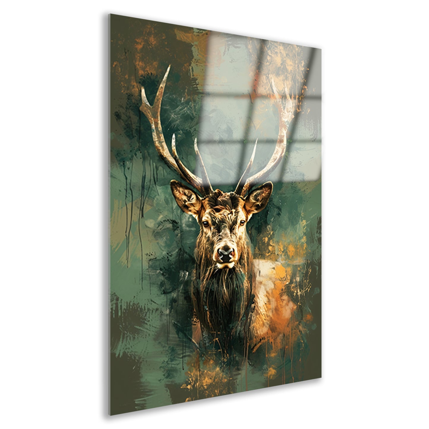 Abstracte schilderij van hert met kleuren acrylglas