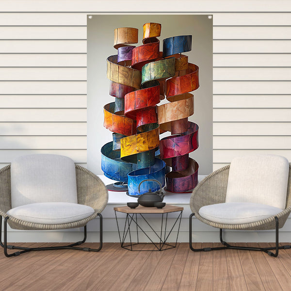 Abstract Kleurrijk Sculpturen van Metaal tuinposter