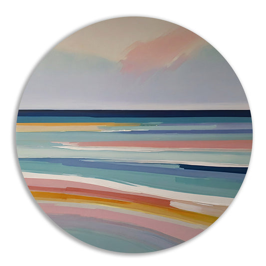 Abstracte Horizontale Strepen in Pastelkleuren aluminium muurcirkel