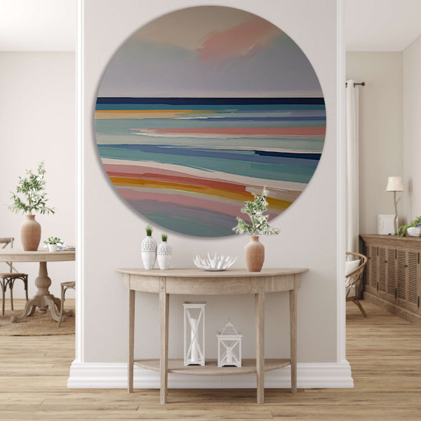 Abstracte Horizontale Strepen in Pastelkleuren forex muurcirkel