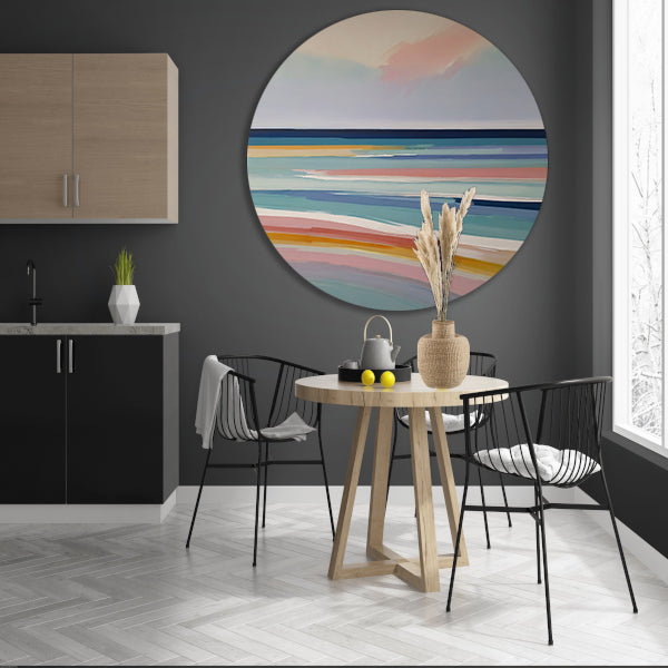 Abstracte Horizontale Strepen in Pastelkleuren forex muurcirkel