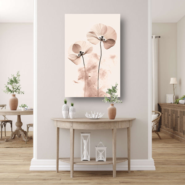 Elegante Sepia Bloemenillustratie canvas