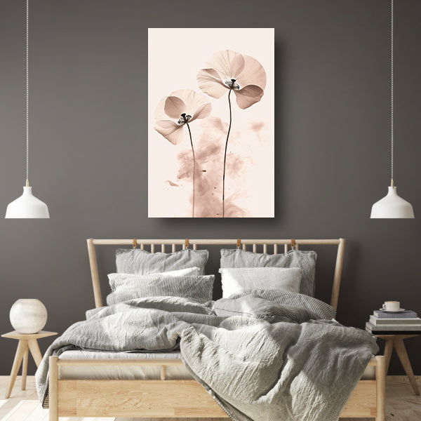 Elegante Sepia Bloemenillustratie canvas