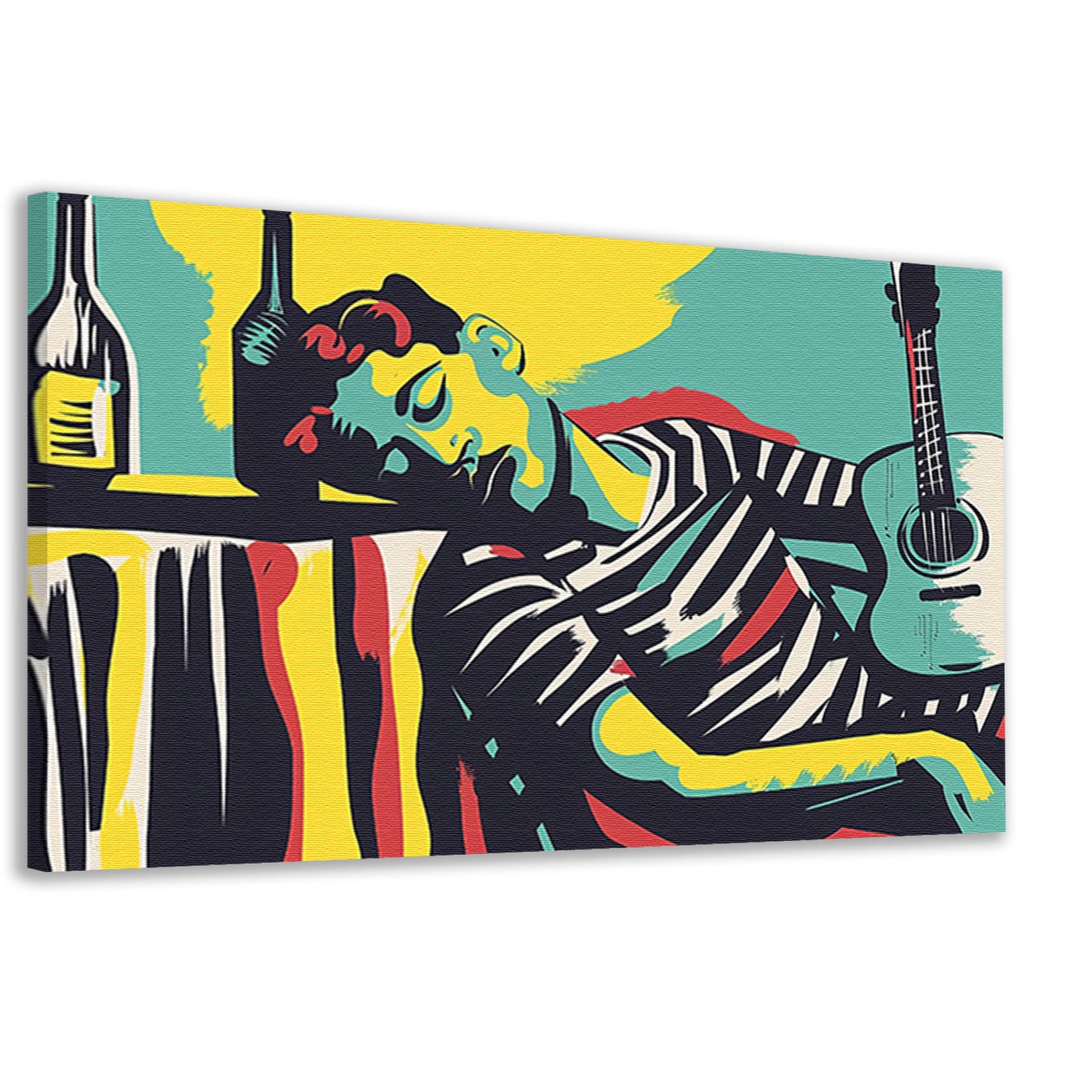 Muzikant in kleurrijke abstracte stijlcanvas