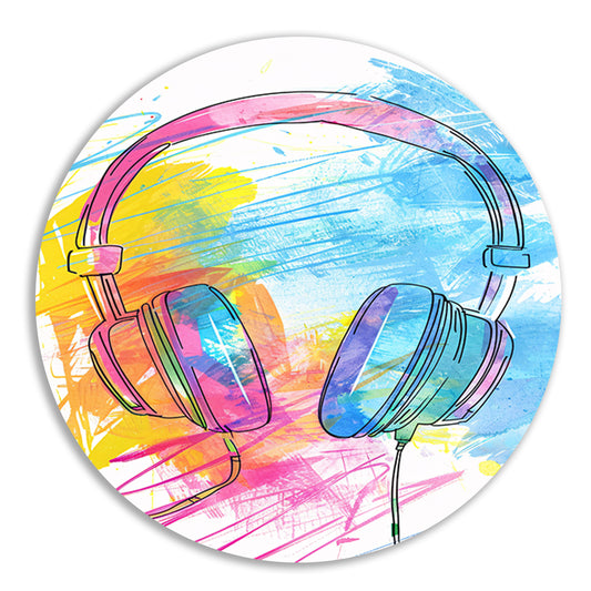 Abstract Graffiti Koptelefoon in Kleur forex muurcirkel