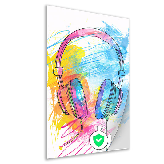 Abstract Graffiti Koptelefoon in Kleur poster