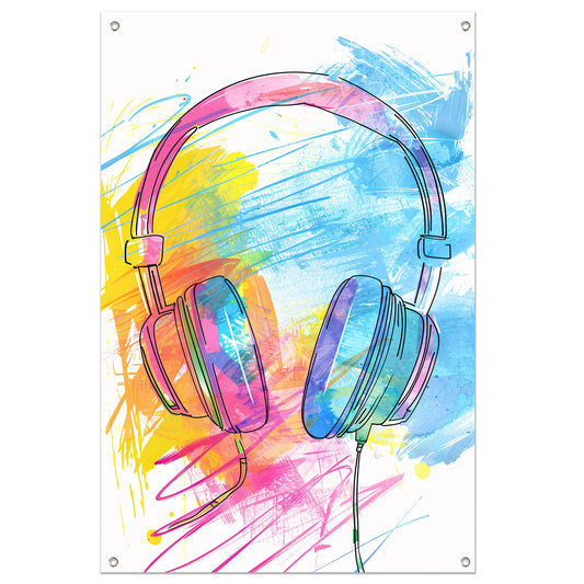 Abstract Graffiti Koptelefoon in Kleur tuinposter