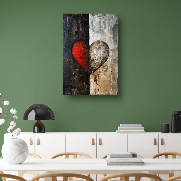 Abstract van een gebroken hart canvas met baklijst