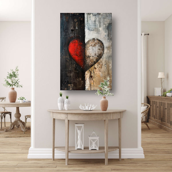 Abstract van een gebroken hart canvas met baklijst
