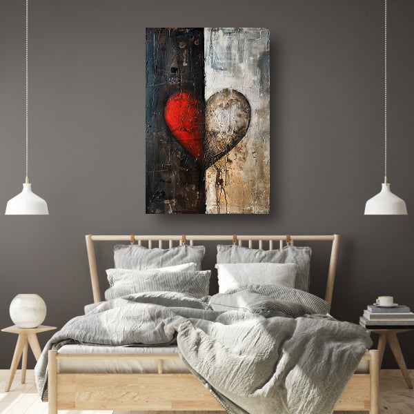 Abstract van een gebroken hart canvas met baklijst