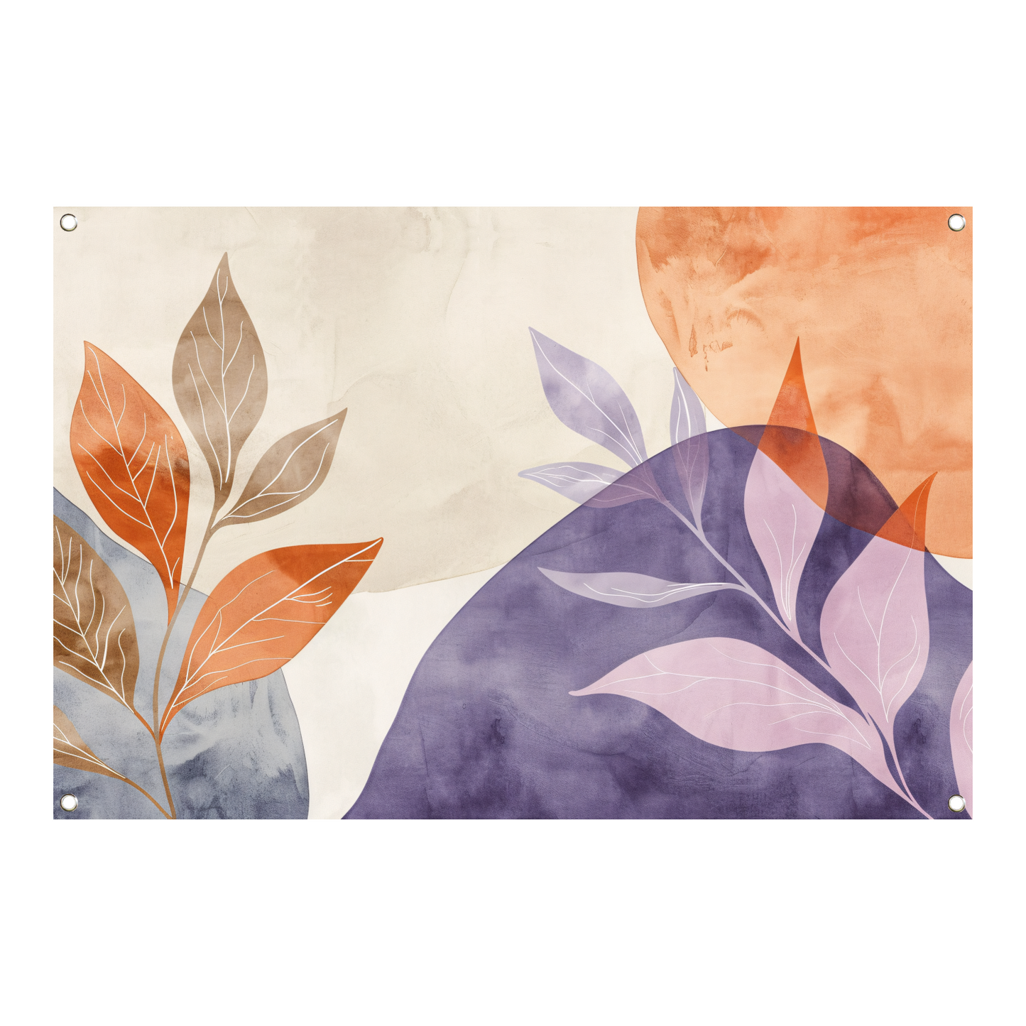 Abstracte Waterverf Bladeren in Warme Tinten tuinposter