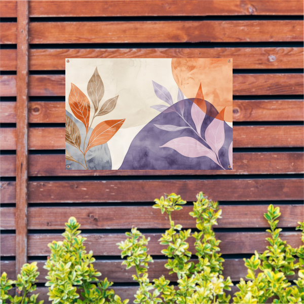 Abstracte Waterverf Bladeren in Warme Tinten tuinposter