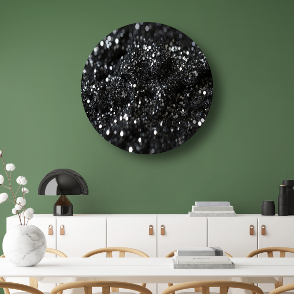 Zwart Zilveren Glitter Textuur Abstract forex muurcirkel